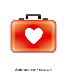 red sticker suitcase icon, vector illustraction design