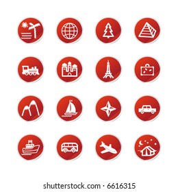 red sticker travel icons