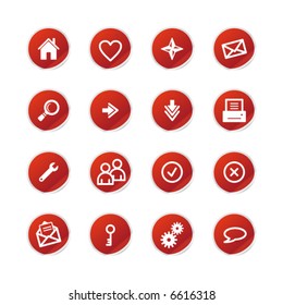 iconos web de pegatinas rojas
