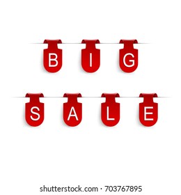 Red stickers with an inscription - a big sale.Red curved stickers on white background.Vector illustration.