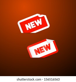 Red Stickers with New Title on Dark Red Background 