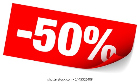 Red Sticky Note Sale Minus Fifty Percent