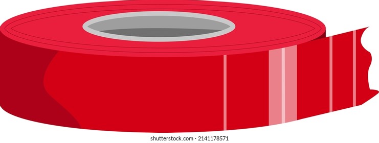 Red Sticky Tape, Illustration, Vector On A White Background.