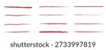 Red stike though set. Underline pencil lines, Doodle elements. Vector brush