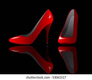 Red stilettos over black