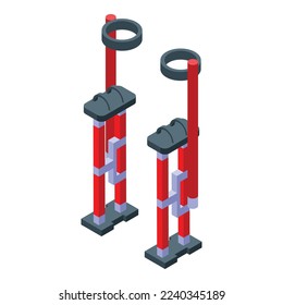 Red stilt icon isometric vector. Clown circus. Leg man