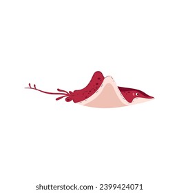Red stingray, vector illustration in flat cartoon style isolated on white background. Sea animal simple icon. Character for children design, devilfish and sea underwater life element