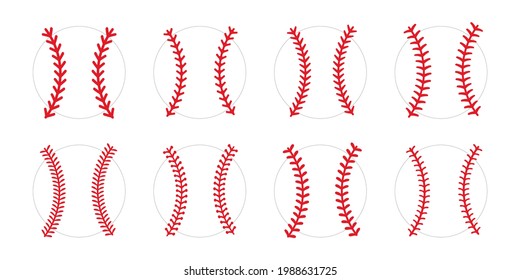 The red stitch or stitching of the baseball Isolated on white background.