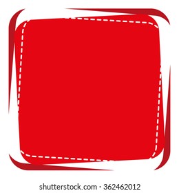 Red Stitched Banner Button Icon Vector