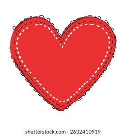 Red Stitched Heart Valentines Day Clipart Love Symbol