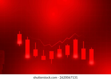 Red Stock Market Background with Trading Graph And Light. Finance Banner. Wallpaper. Vector Illustration