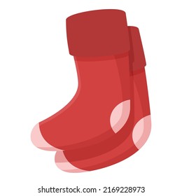 Red stocking icon cartoon vector. Winter sock. Cute fun