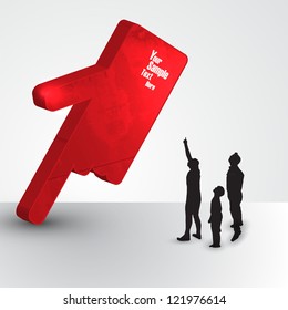 Red Stone finger with family vector illustration