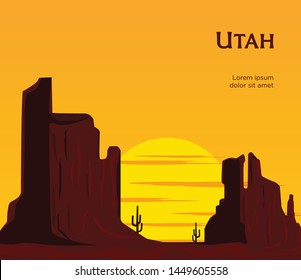 red stone grand canyon utah vector background, poster, flyer design. cowboy wild west background