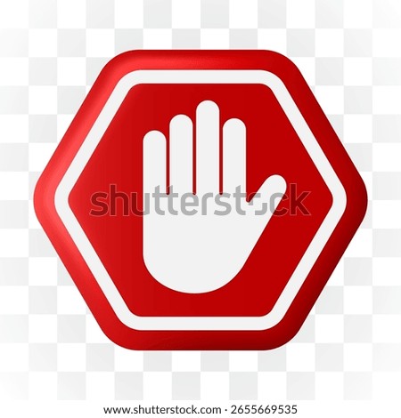 Red STOP 3d icon. Alert, caution or emergency notification. Danger hazard notification. Caution alert notice.