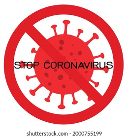 Red stop coronavirus icon. Maintain a social distancing for the COVID-19 or coronavirus outbreak. On a white background. concept STOP Coronavirus-2019 outbreak. Vector Illustration.