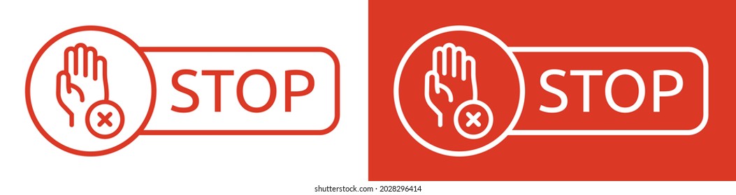 Rotes Stopphandbanner. Keine ZeichenVektorgrafik