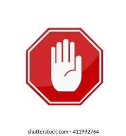 Red stop hand sign