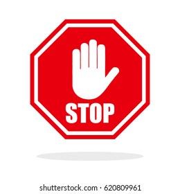 Red stop hand sign