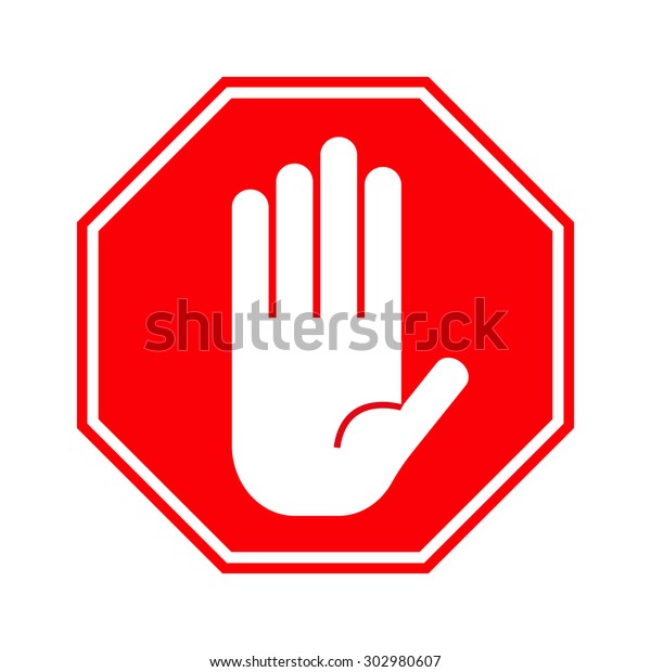 Red Stop Hand Sign Stock Vector (Royalty Free) 302980607