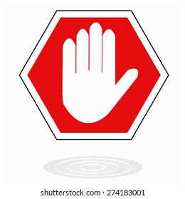 red stop hand sign for prohibited activities - Vector illustration