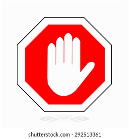 red stop hand sign for prohibited activitie - Vector illustration