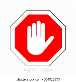 red stop hand sign for prohibited activitie - Vector illustration