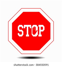 red stop hand sign for prohibited activities - Vector illustration