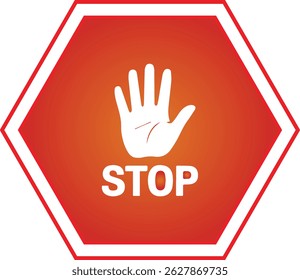 Red stop hand sign silhouette vector