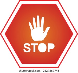 Red stop hand sign silhouette vector