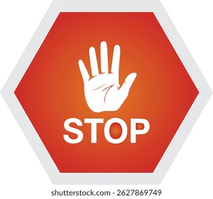 Red stop hand sign silhouette vector