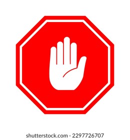 Red Stop Hand Sign Vector Illustration