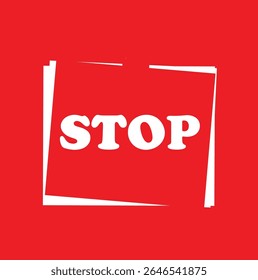 Red stop hand sign, stop hand vector printable design, isolated on white background. Traffic regulatory warning stop symbol. Vector illustration,