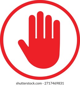 Red Stopp Handsymbol in White Circle - Sicherheits-Verbots- und Bewegungshalteschild, Zugangsbeschränkung für den öffentlichen Bereich, Notfall-Warnschilder für den Arbeitsplatz, Gewerbegebiete und Gefahrenzonen.