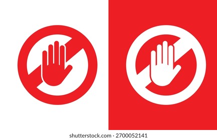 Rotes Stoppsymbol oder Warnsymbol einzeln auf weißem Hintergrund. Diese Vektorgrafik stellt ein universelles Symbol für Vorsicht, Gefahr oder Verbot dar, das häufig in Verkehrsschildern verwendet wird.
