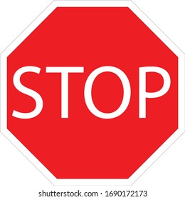 Red stop road sign, halt icon or symbol with white back ground vector