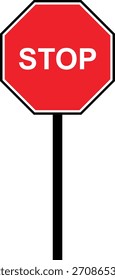 Estilo plano rojo del icono de la señal de tráfico de la parada