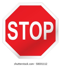 Red stop road sign illustration with white background