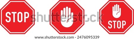 red stop sign in different styles