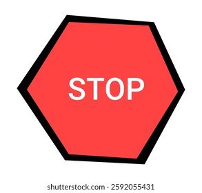 Red Stop Sign in Flat Vector Illustration Symbolizing Traffic Safety, Road Regulations, and Driving Caution, Isolated on White Background