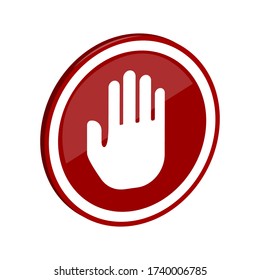 Rotes Stoppschild in Form einer Hand. Vector Signal ist verboten. Symbol der Vorsicht und Aufmerksamkeit. Lagervorlage.