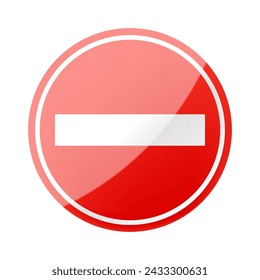 Red Stop Sign with glossy effect, isolated on white background. Traffic regulatory warning stop symbol. Realistic 3d Vector illustration Prohibition sign.