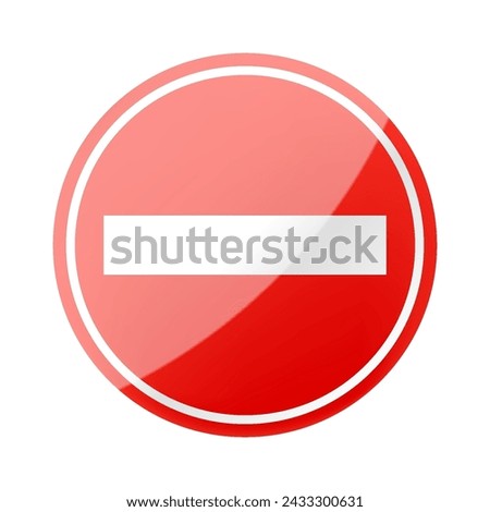 Red Stop Sign with glossy effect, isolated on white background. Traffic regulatory warning stop symbol. Realistic 3d Vector illustration Prohibition sign.