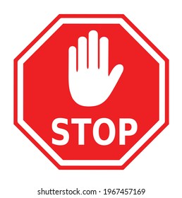 red stop sign with a hand