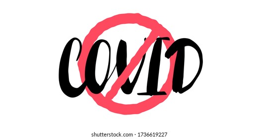 Señal de parada roja con letras dibujadas a mano Coronavirus. Detener Covid