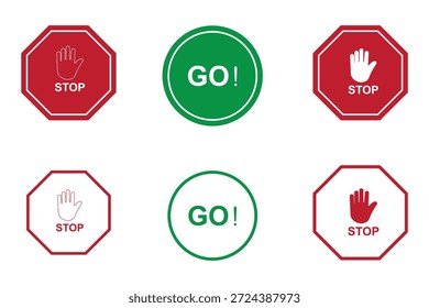 Sinal de parada vermelha com gesto de mão e ícone de sinal de ir verde do TEE.ai, representando decisão, permissão e regras.