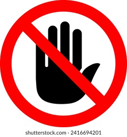Red stop sign with hand symbol icon graphic illustration 