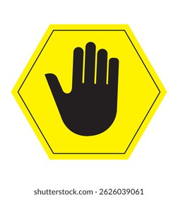 Sinal de parada vermelho com ícone de vetor de mão, ícone de palma de mão, sinal de parada de aviso, nenhum símbolo de entrada, nenhuma violação, sinal de parada, sinal de estrada, ilustração de vetor no fundo transparente, ícone de proibição .