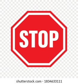 Red stop sign icon.Red STOP sign for apps and websites design.Red stop sign icon on isolated background.Vector illustration