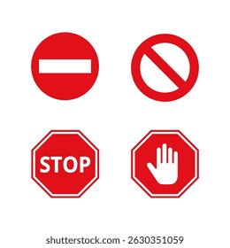 Coleção de ícones de sinal de parada vermelho